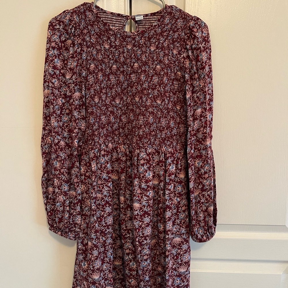 Old Navy Burgundy and Blue Floral Dress